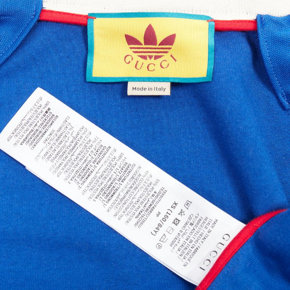 GUCCI Adidas 2022 Trefoil blue embroidery web trim logo track jacket XS For Sale 4
