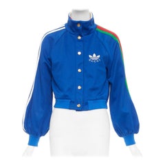 GUCCI Adidas 2022 Trefoil blue embroidery web trim logo track jacket XS