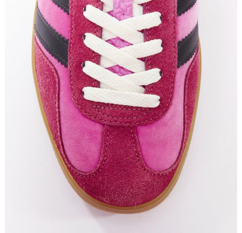 Men's GUCCI ADIDAS Alessandro Michele Gazelle pink velvet green sneakers UK7.5 EU41.5