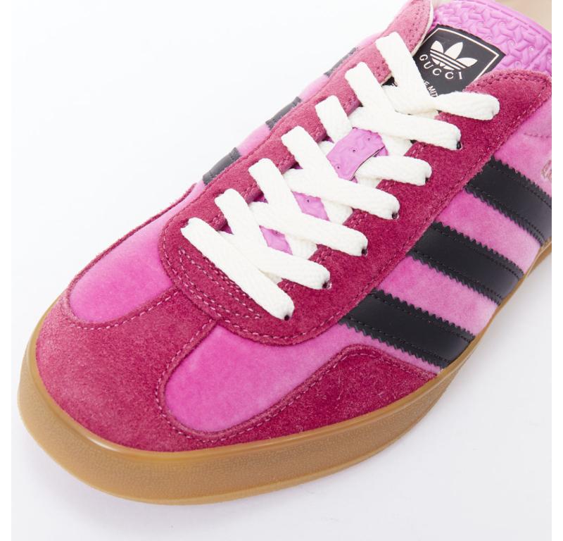 GUCCI ADIDAS Alessandro Michele Gazelle pink velvet green sneakers UK7.5 EU41.5 1