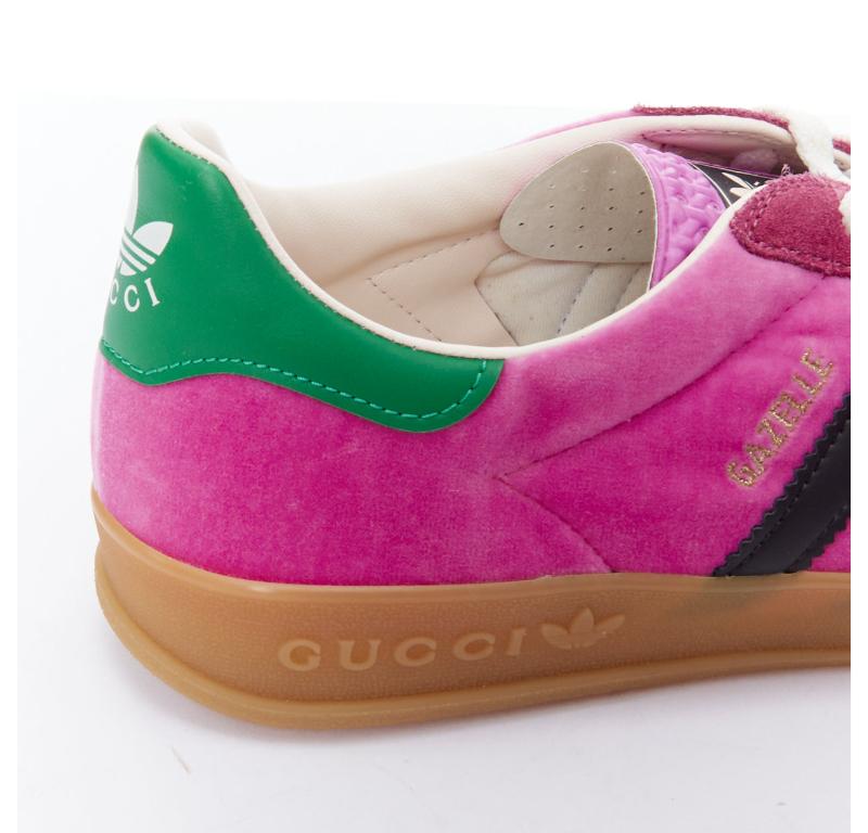 GUCCI ADIDAS Alessandro Michele Gazelle pink velvet green sneakers UK7.5 EU41.5 2