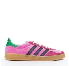 GUCCI ADIDAS Alessandro Michele Gazelle pink velvet green sneakers UK7.5 EU41.5