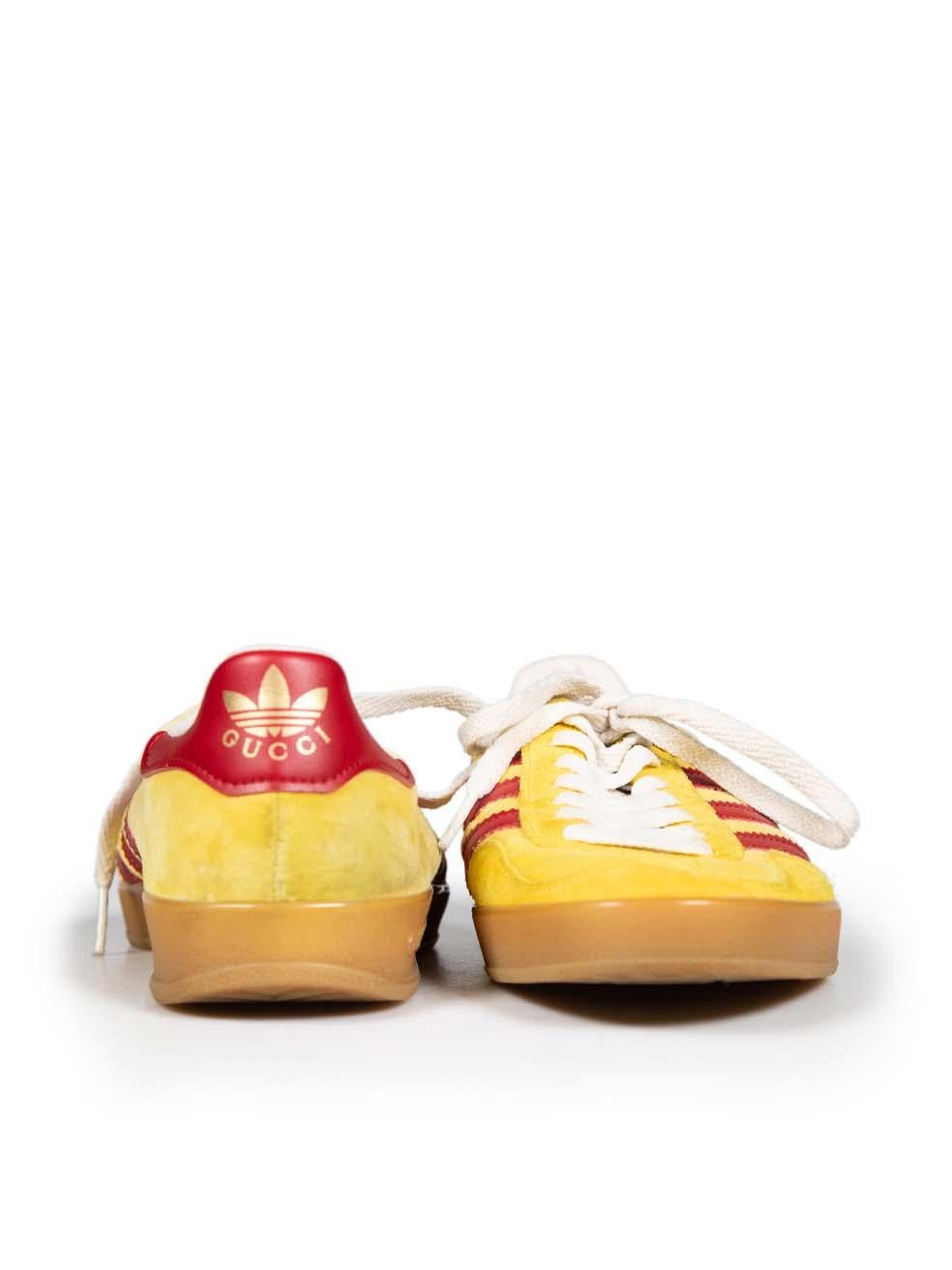 Gucci Adidas x Gucci Yellow Velvet & Suede Gazelle Trainers Size UK 5 In Good Condition In London, GB