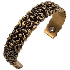 Gucci Aged Gold Metal Lion Mane Bracelet Size S Never Worn