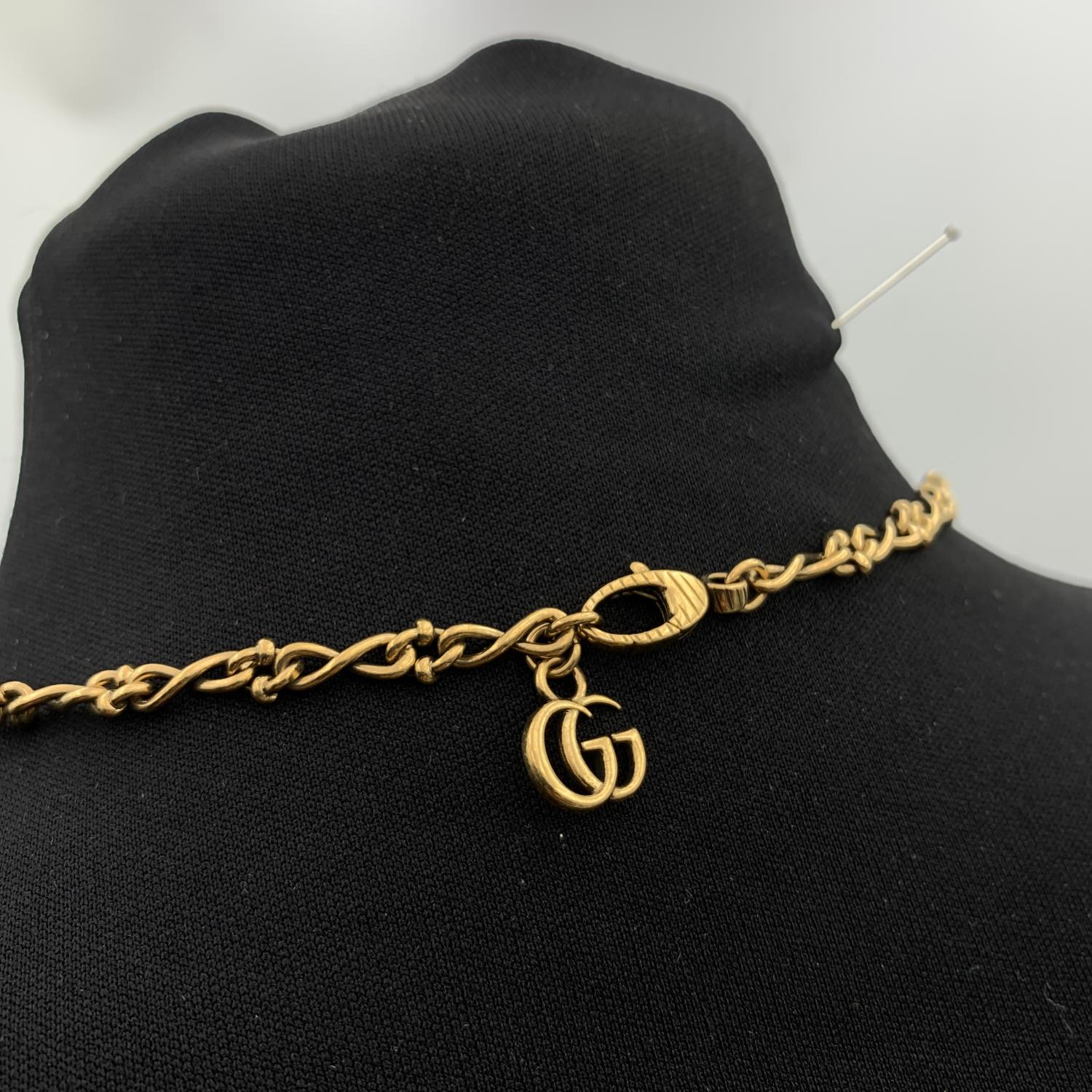 Women's Gucci Aged Gold Metal Multicolor Crystal Butterfly Necklace For Sale