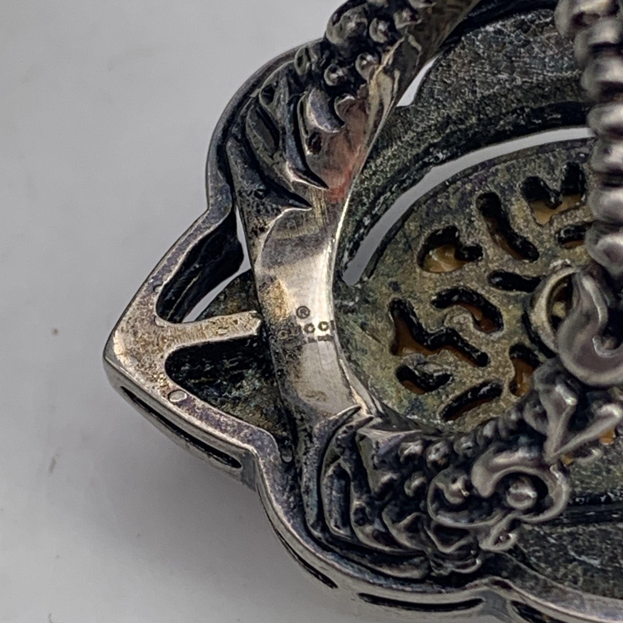 Gucci Aged Silver Ring and Multicolor Crystals and Black Velvet Size 13 For Sale 2