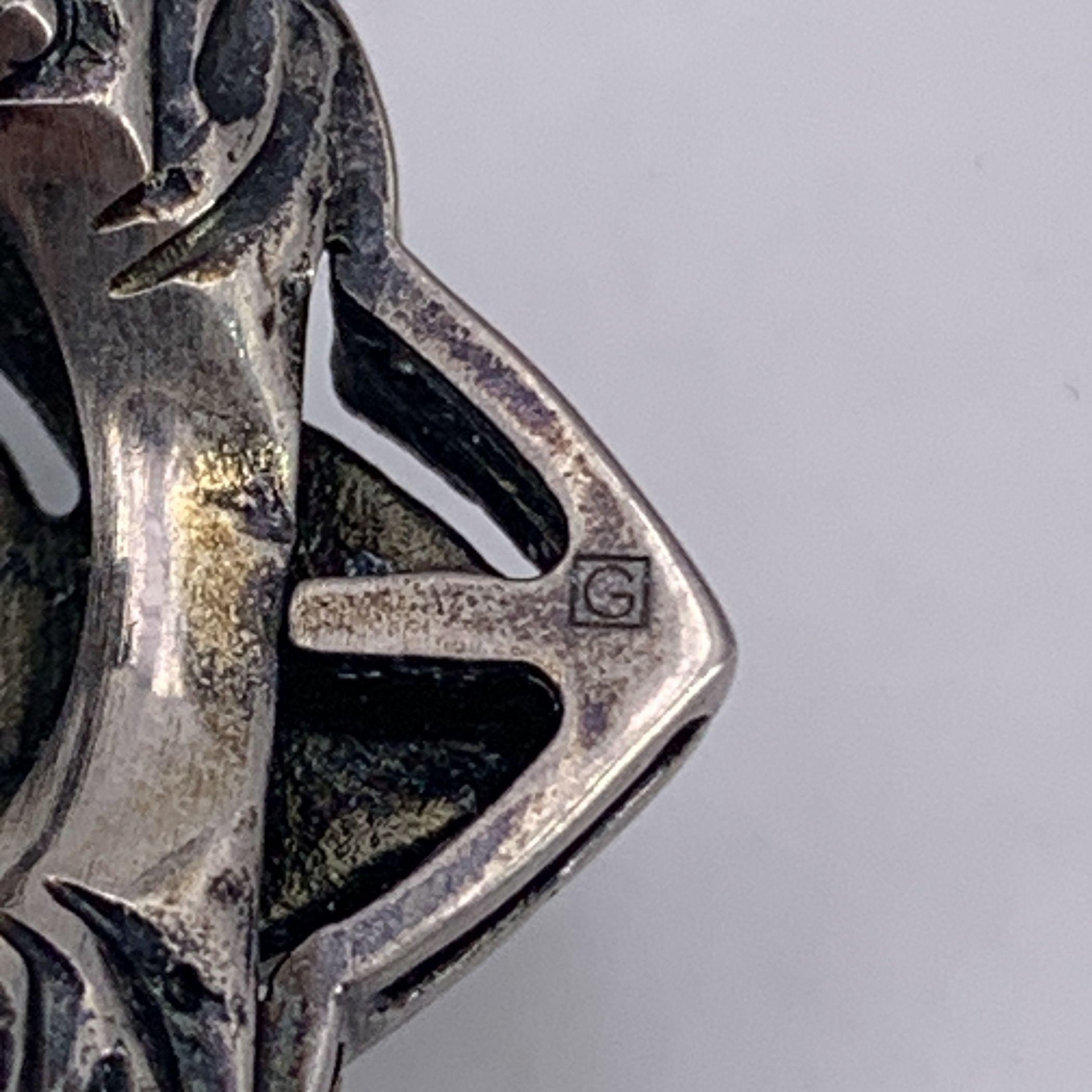 Gucci Aged Silver Ring and Multicolor Crystals and Black Velvet Size 13 For Sale 4