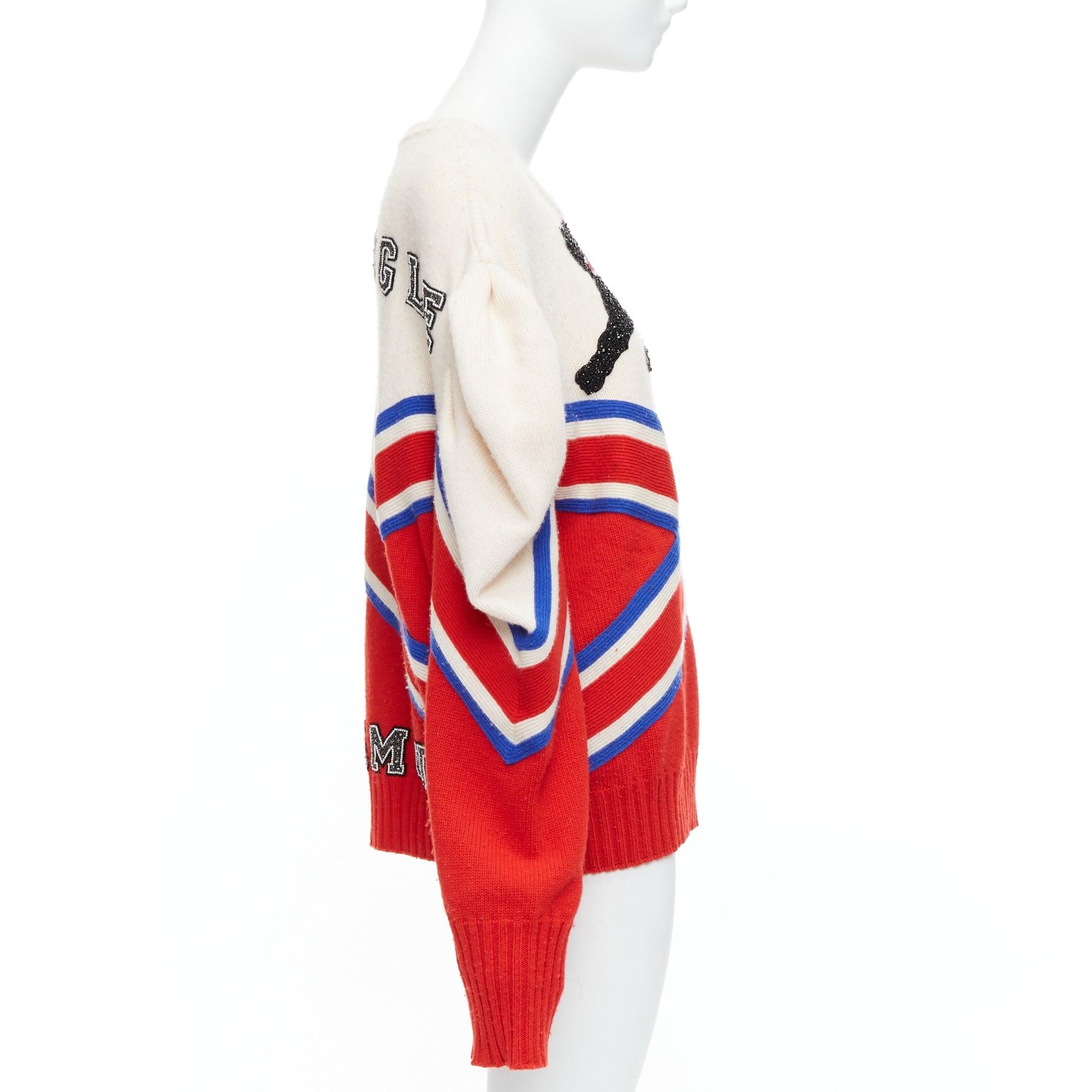 GUCCI Alessandro 2016 Runway 100% wool crystal panther intarsia puff sweater (pull bouffant). État moyen - En vente à Hong Kong, NT