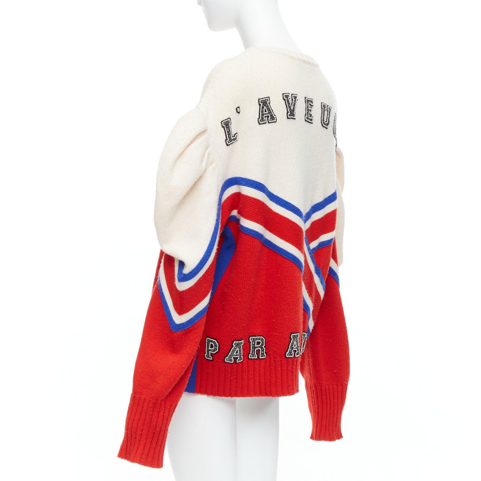 GUCCI Alessandro 2016 Runway 100% wool crystal panther intarsia puff sweater (pull bouffant). en vente 1