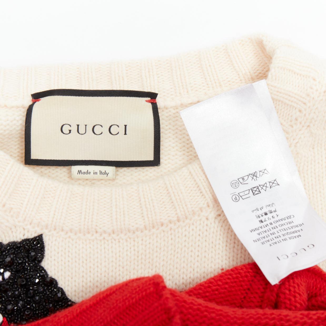 GUCCI Alessandro 2016 Runway 100% wool crystal panther intarsia puff sweater (pull bouffant). en vente 4