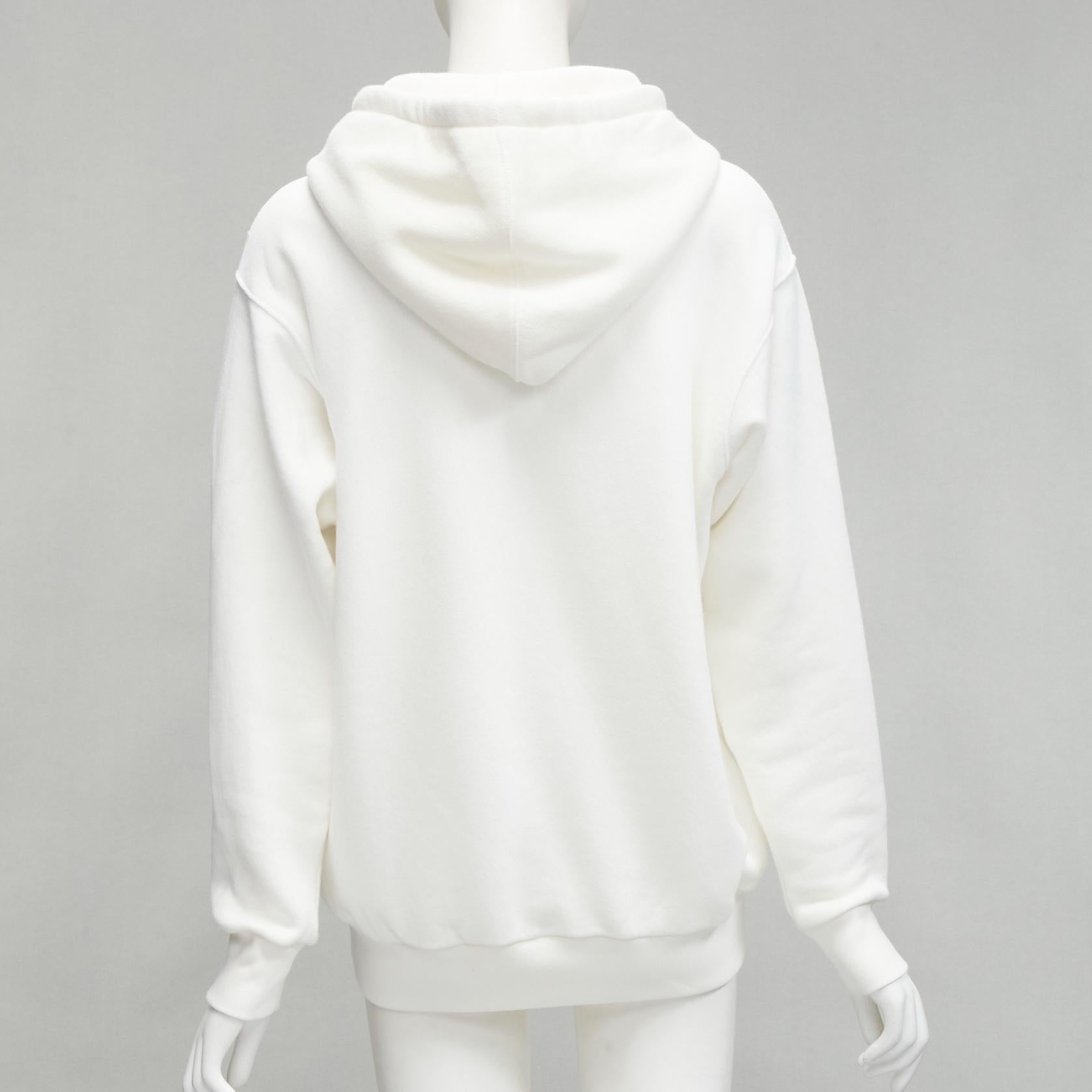 Women's GUCCI Alessandro Michele 100% cotton white logo tiger floral print hoodie 3XS