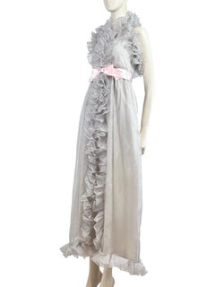 Gucci Alessandro Michele 2017 Maxi ruffle chiffon grey dress