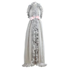Gucci Alessandro Michele 2017 Maxi ruffle chiffon grey dress
