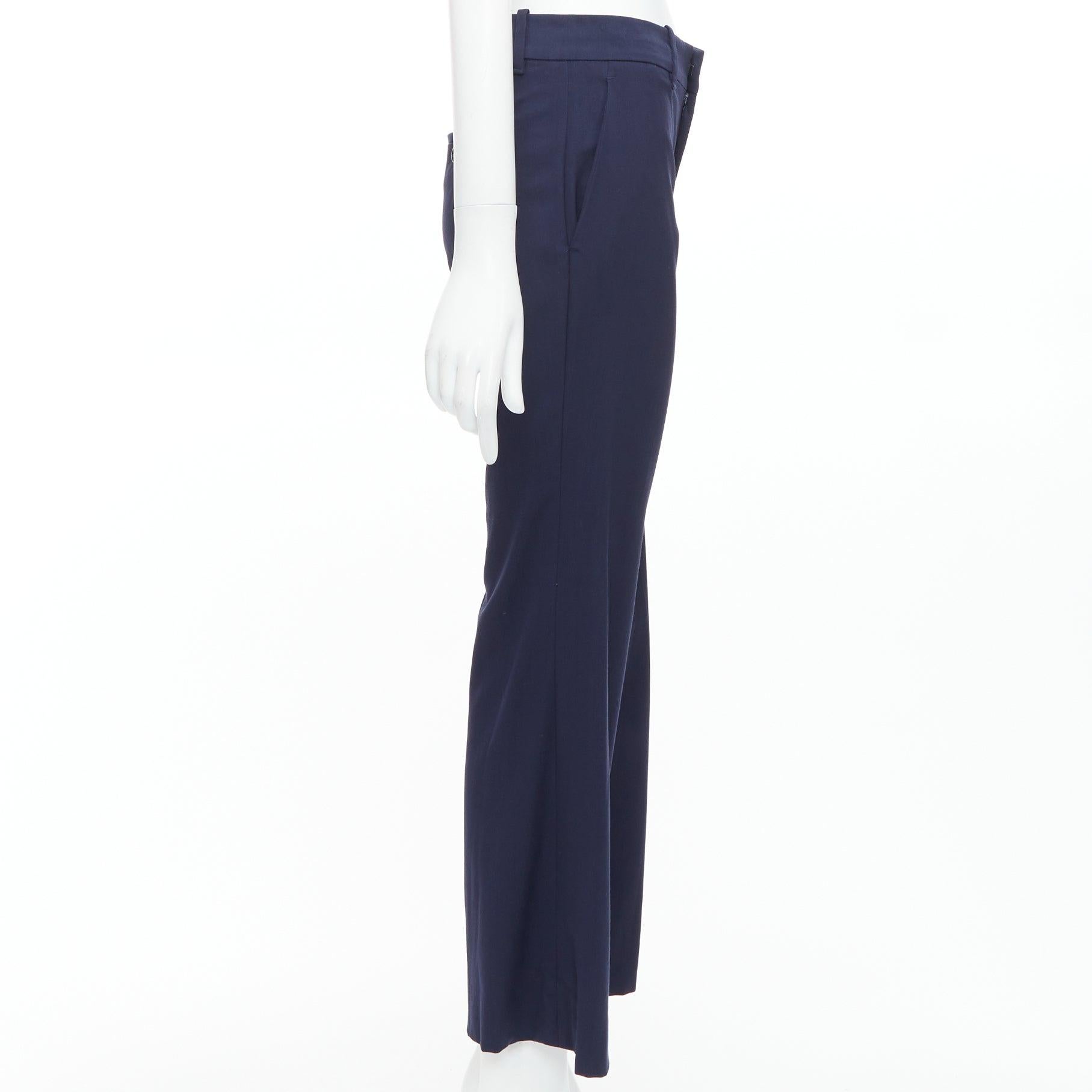 GUCCI Alessandro Michele 2017 marineblaue, perlenbestickte, ausgestellte, ausgestellte Hose IT38 XS im Zustand „Hervorragend“ im Angebot in Hong Kong, NT