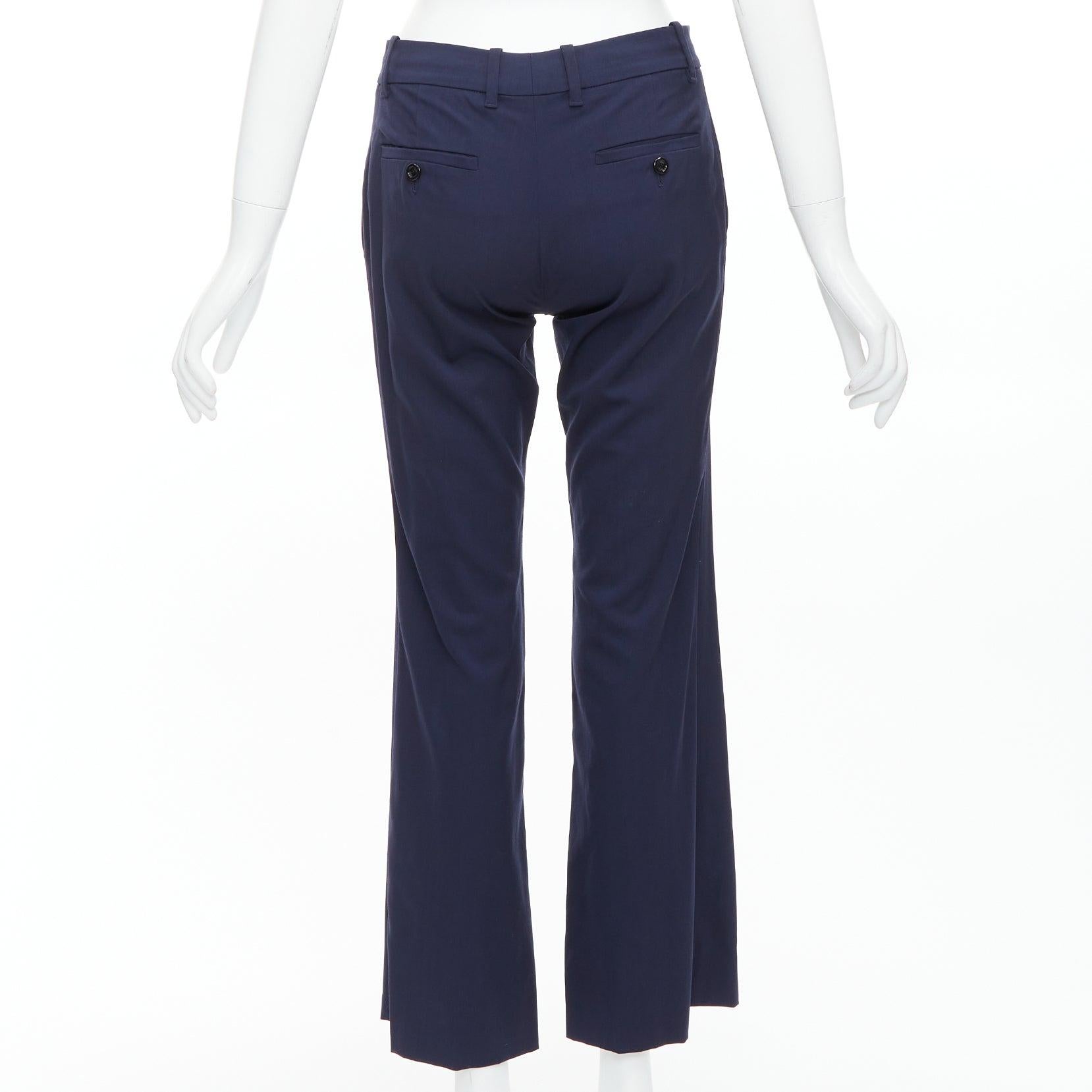 GUCCI Alessandro Michele 2017 marineblaue, perlenbestickte, ausgestellte, ausgestellte Hose IT38 XS Damen im Angebot