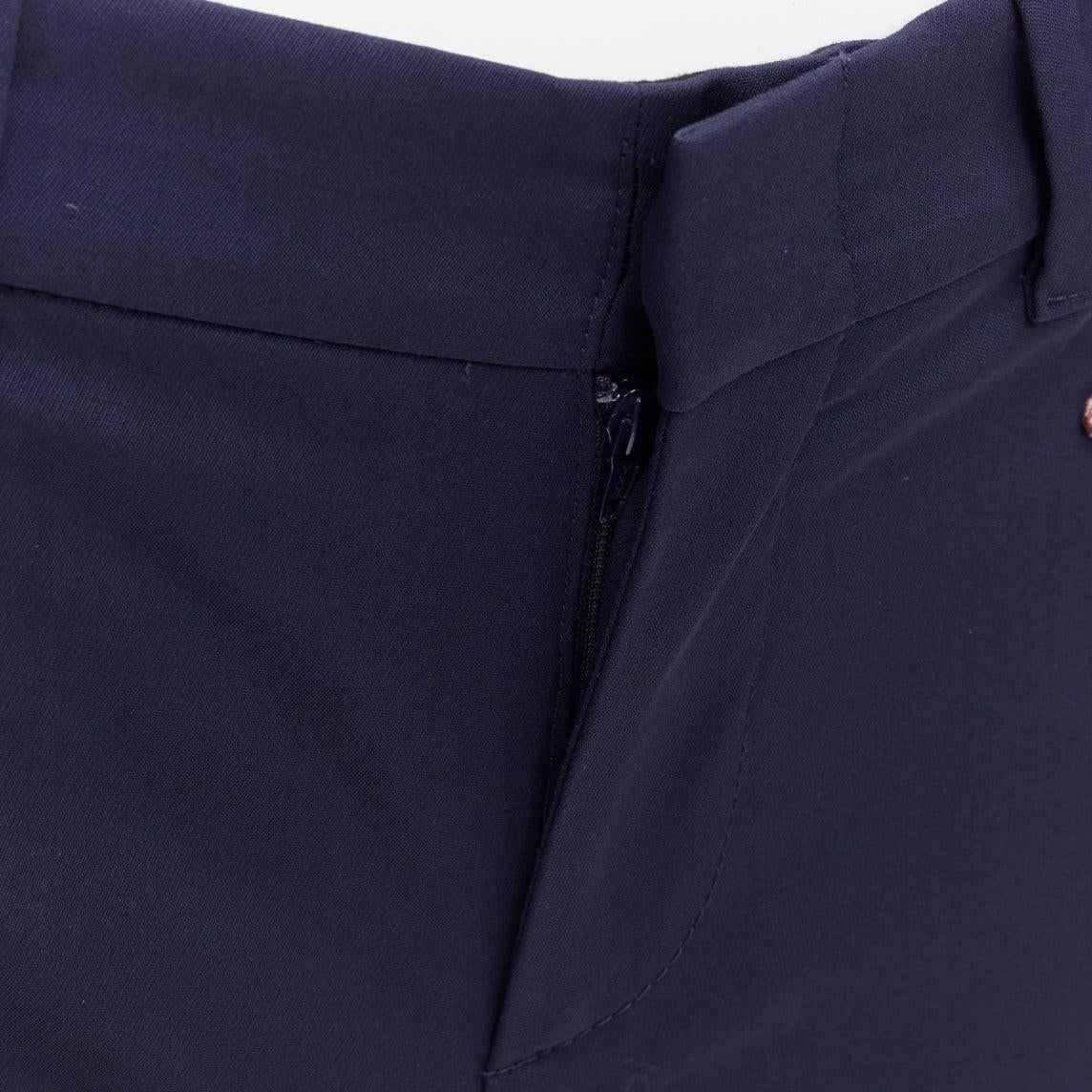 GUCCI Alessandro Michele 2017 marineblaue, perlenbestickte, ausgestellte, ausgestellte Hose IT38 XS im Angebot 3