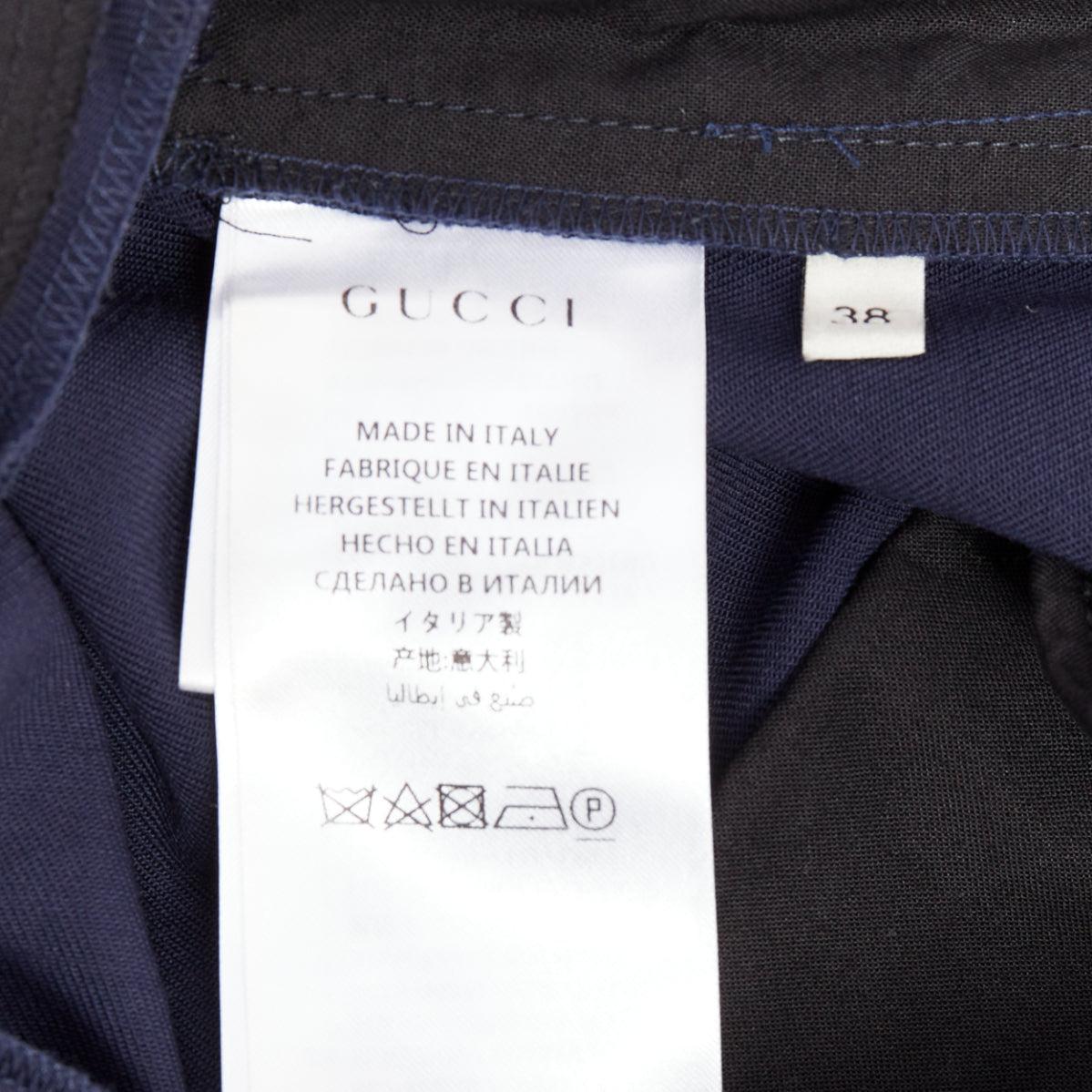GUCCI Alessandro Michele 2017 marineblaue, perlenbestickte, ausgestellte, ausgestellte Hose IT38 XS im Angebot 4