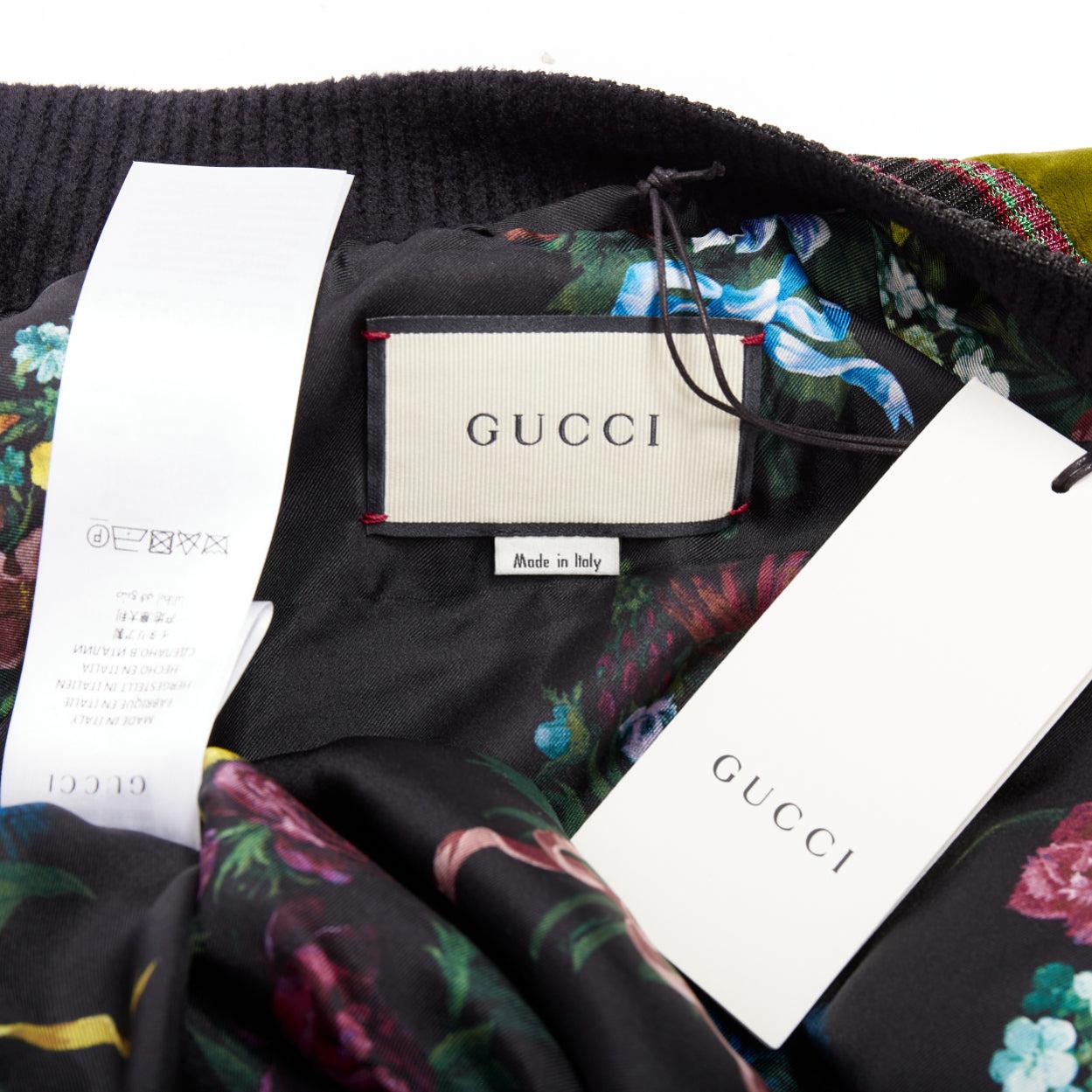 Gucci Alessandro Michele 2017 navy olive rose paillettes velluto bomber IT40 S in vendita 5