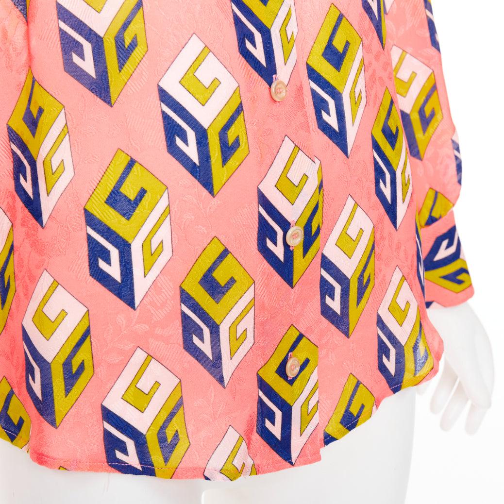 GUCCI Alessandro Michele 2017 pink geometric vintage G print blouse IT38 XS im Angebot 2