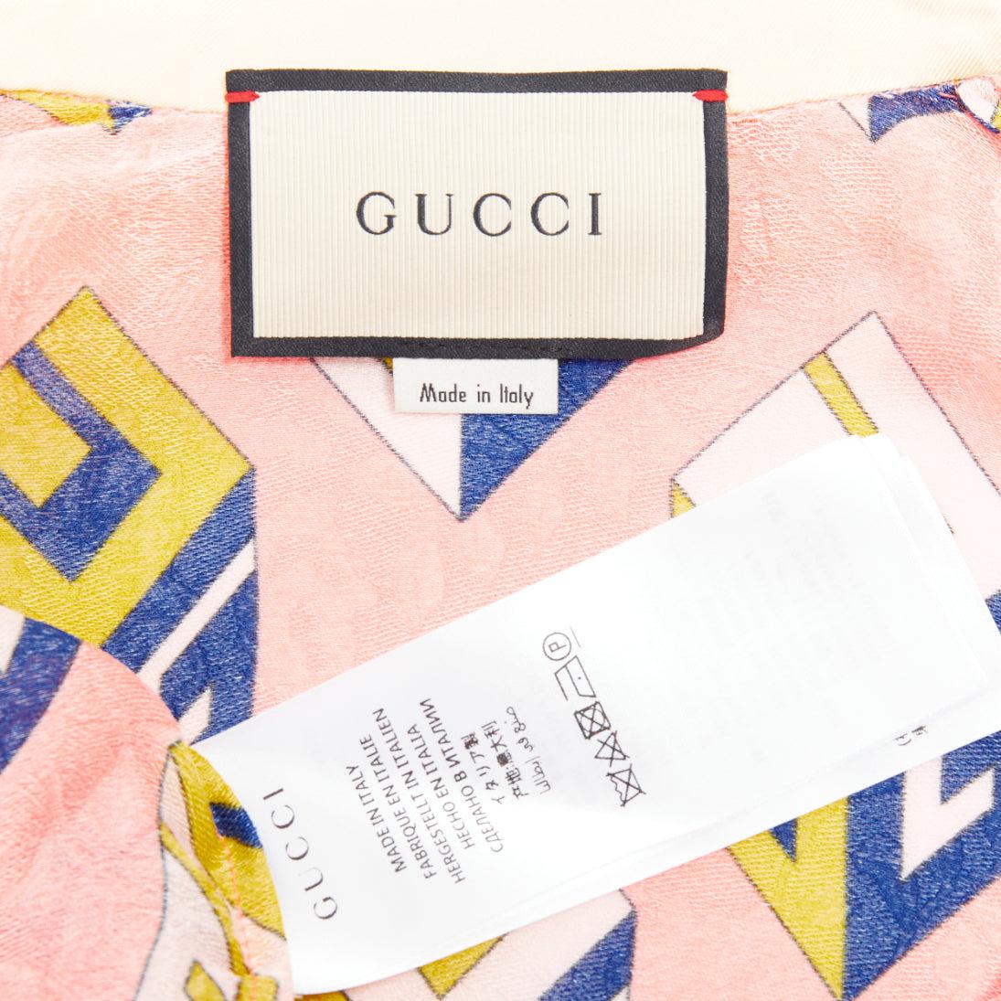 GUCCI Alessandro Michele 2017 pink geometric vintage G print blouse IT38 XS im Angebot 3