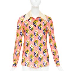 GUCCI Alessandro Michele 2017 pink geometric vintage G print blouse IT38 XS