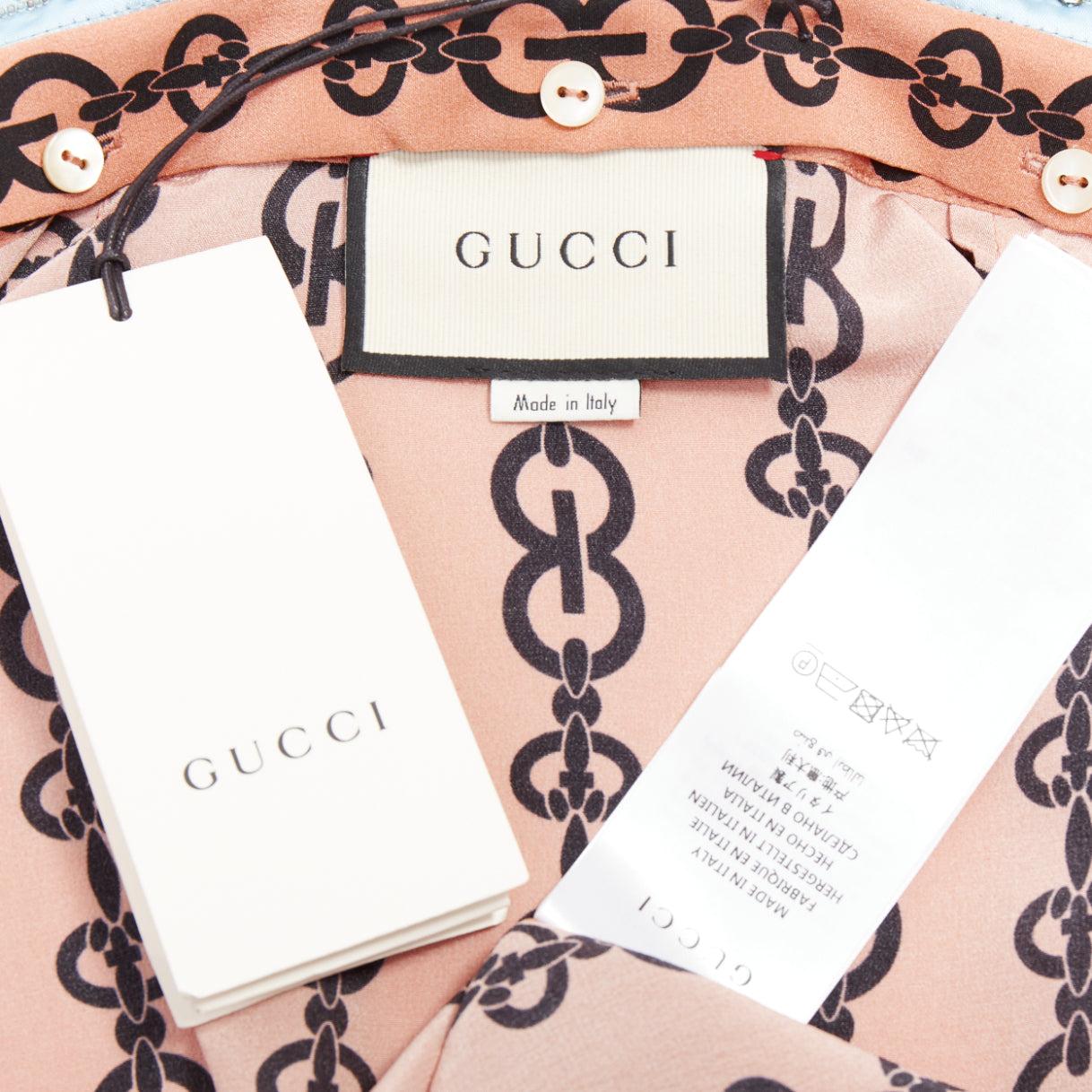 Alessandro Michele 2017 camicetta in seta rosa con catena GG IT38 XS in vendita 3