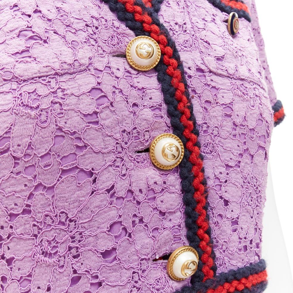GUCCI Alessandro Michele 2017 purple lace 4 pocket preppy dress IT40 S
Reference: TGAS/D00850
Brand: Gucci
Designer: Alessandro Michele
Collection: 2017
Material: Viscose, Blend
Color: Purple, Multicolour
Pattern: Lace
Closure: Zip
Lining: Purple