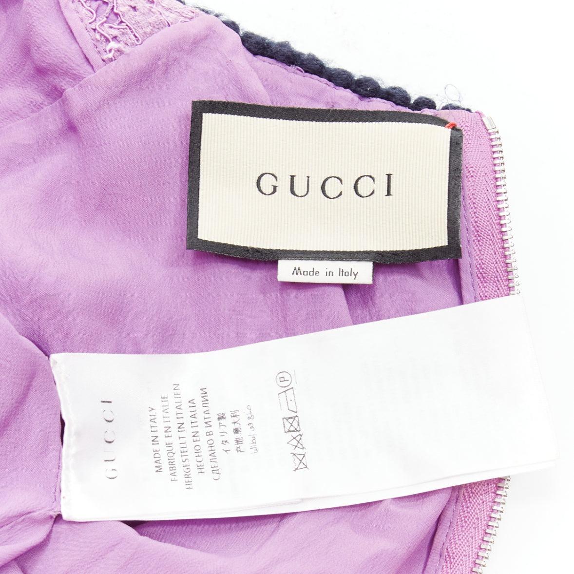 GUCCI Alessandro Michele 2017 purple lace 4 pocket preppy dress IT40 S For Sale 5