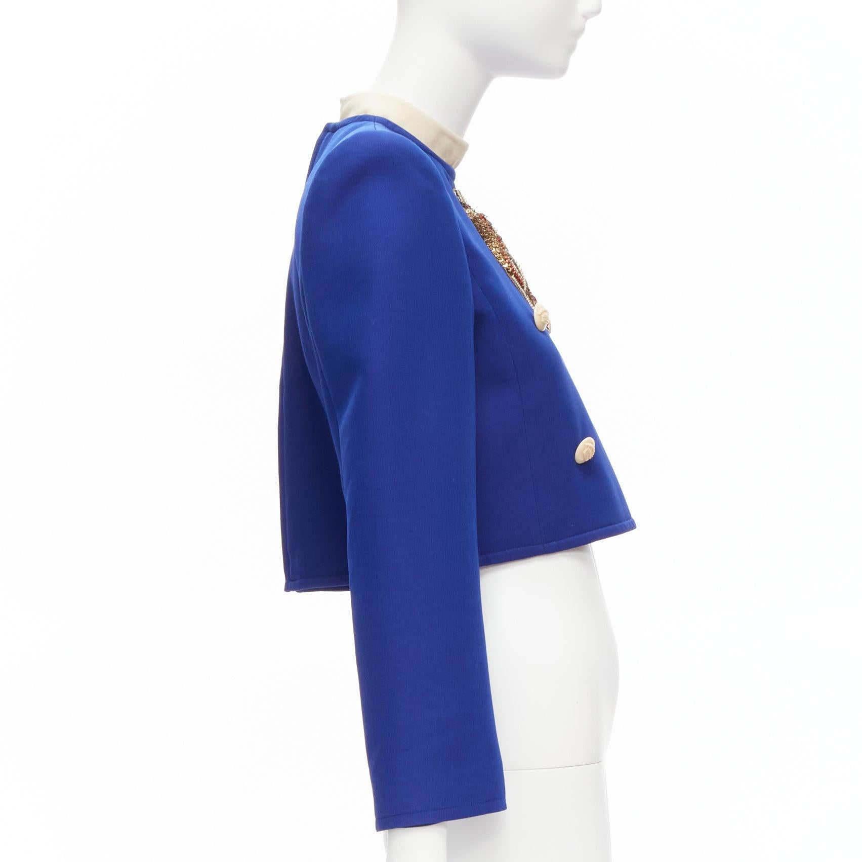 GUCCI Alessandro Michele 2018 blue Anatomical Heart applique cropped top IT38 M In Excellent Condition In Hong Kong, NT