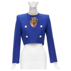 Gucci Alessandro Michele 2018 blu Cuore anatomico applique cropped top IT38 M