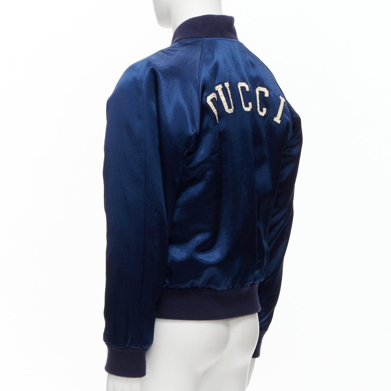 GUCCI Alessandro Michele 2018 NY Yankees embroidery satin baseball jacket IT48 M 1
