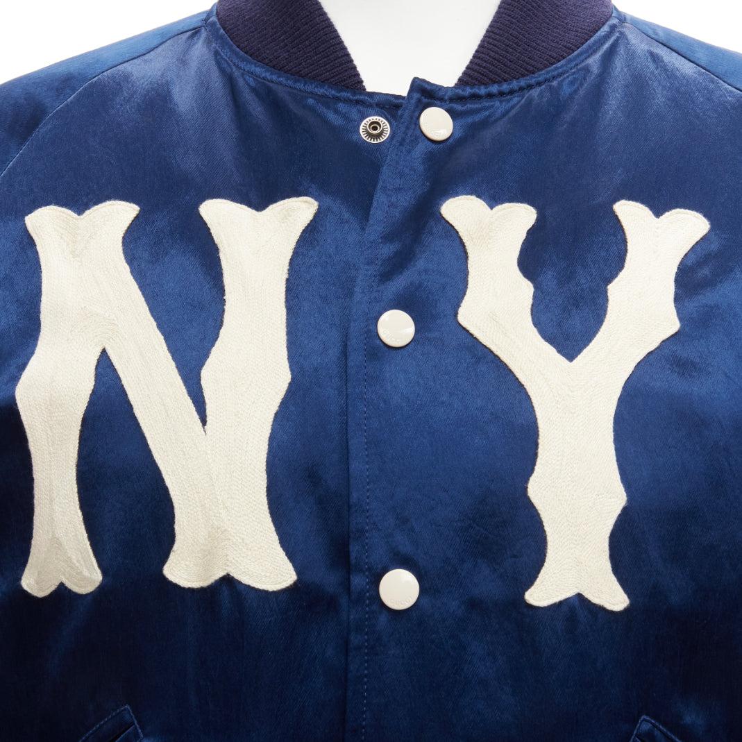 GUCCI Alessandro Michele 2018 NY Yankees embroidery satin baseball jacket IT48 M 2