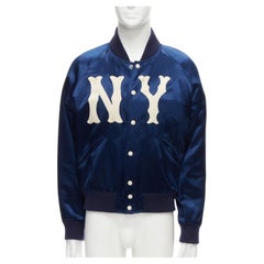 GUCCI Alessandro Michele 2018 NY Yankees embroidery satin baseball jacket IT48 M
