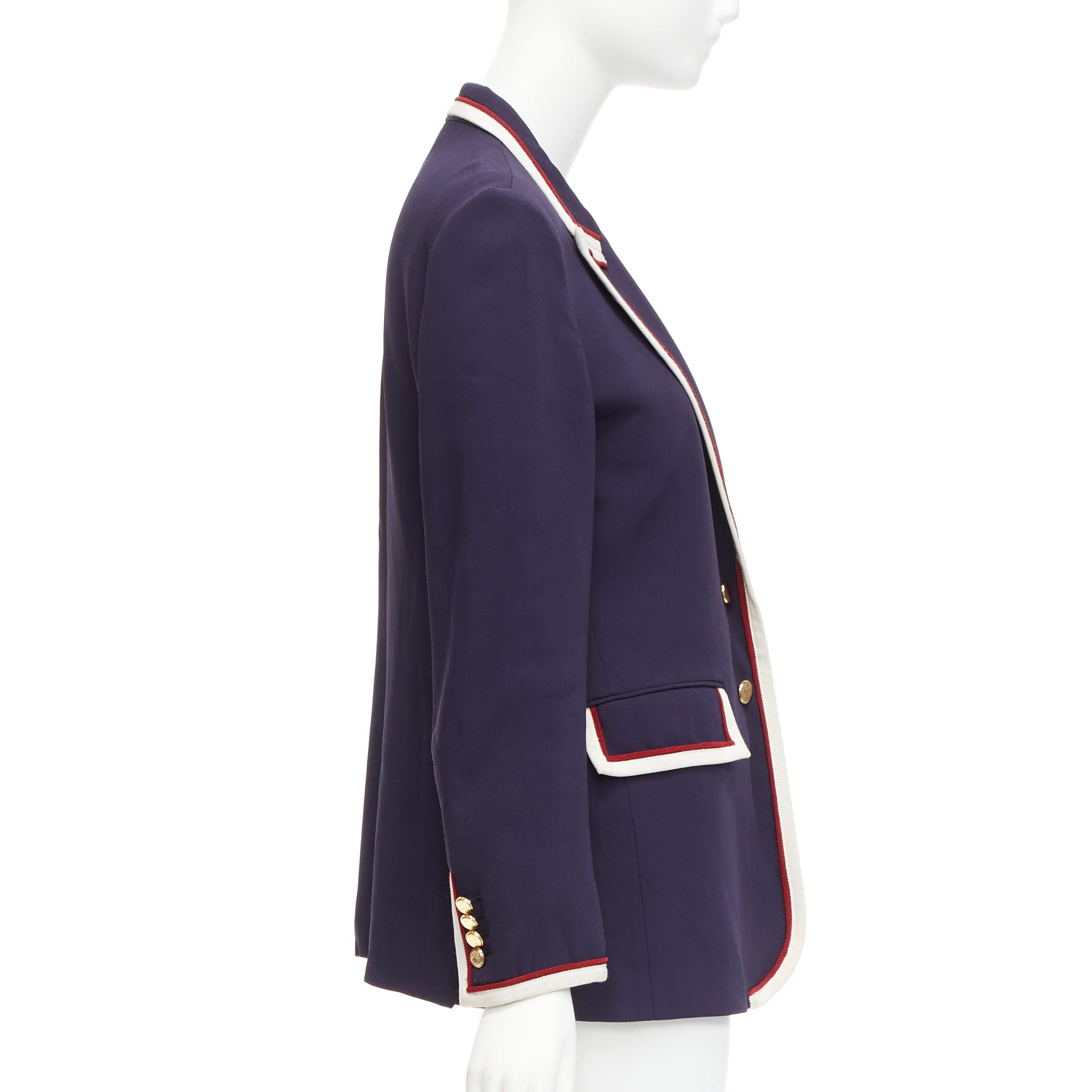 GUCCI Alessandro Michele 2019 navy trimmed GG printed lining blazer IT44 L For Sale 1