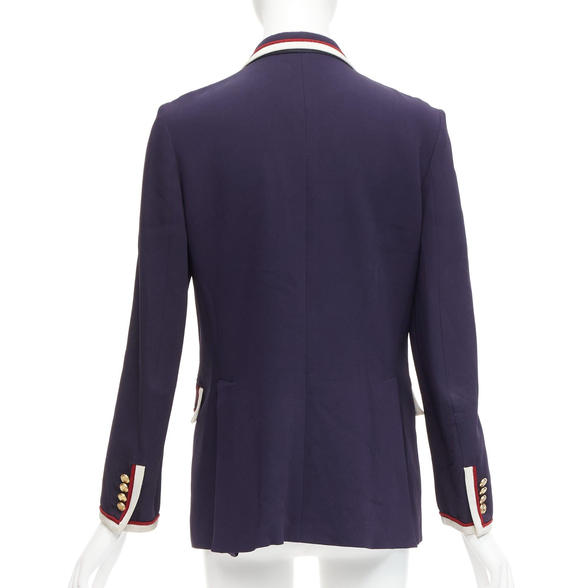 GUCCI Alessandro Michele 2019 navy trimmed GG printed lining blazer IT44 L For Sale 2