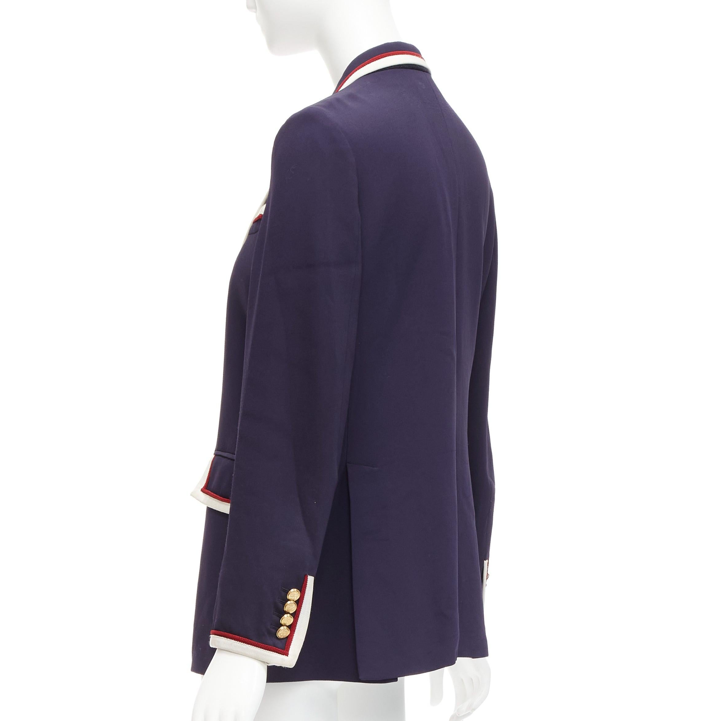 GUCCI Alessandro Michele 2019 navy trimmed GG printed lining blazer IT44 L For Sale 3