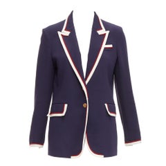 GUCCI Alessandro Michele 2019 navy trimmed GG printed lining blazer IT44 L