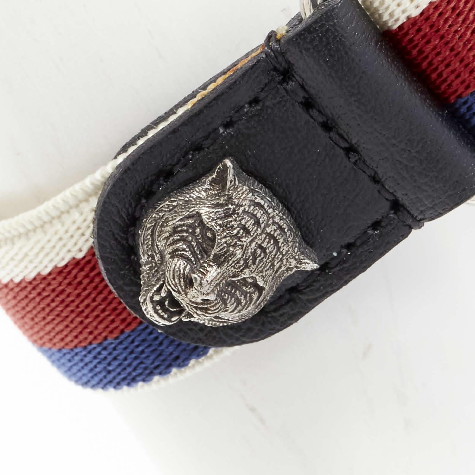 GUCCI ALESSANDRO MICHELE antique silver crystal Butterfly web strap bracelet In Excellent Condition For Sale In Hong Kong, NT