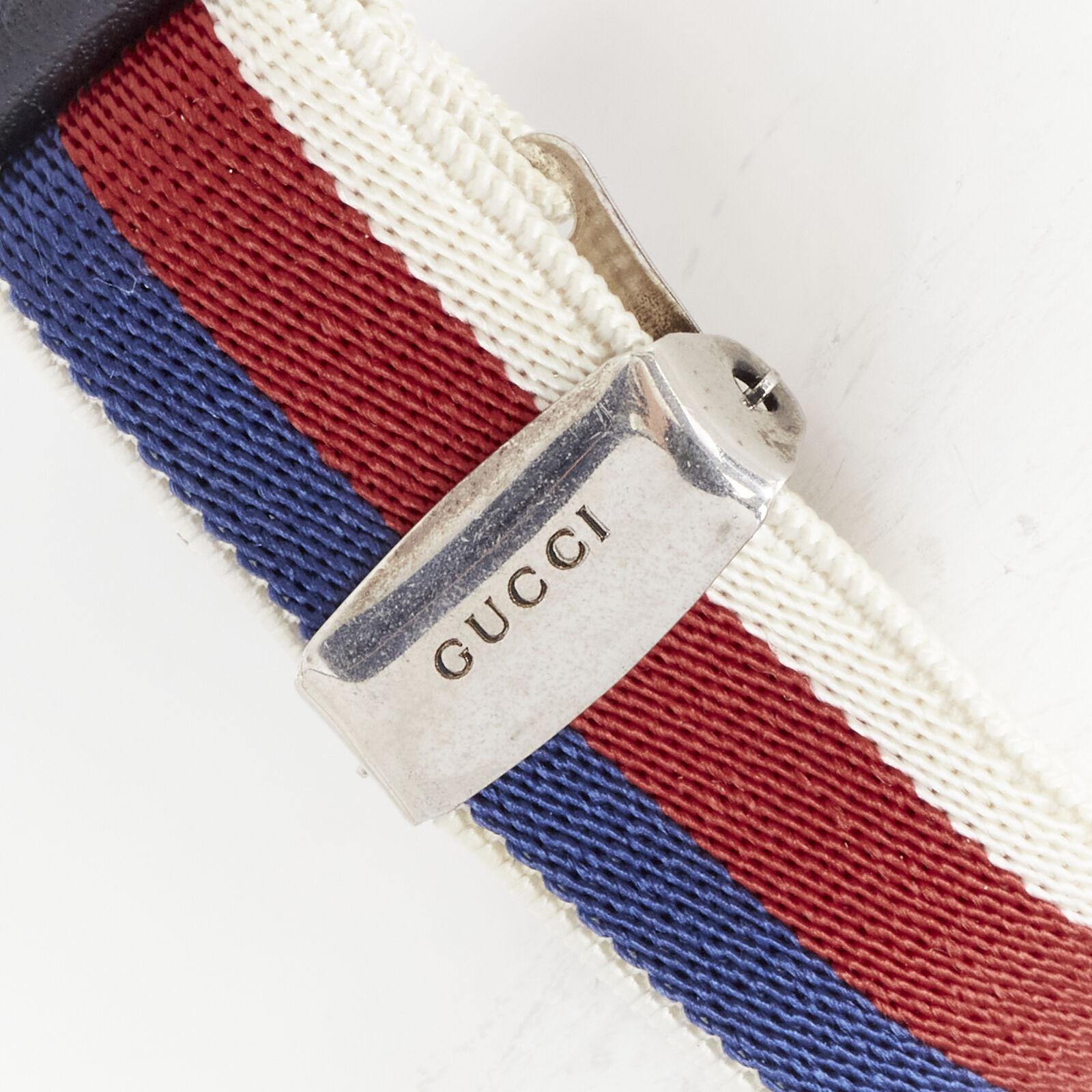 Women's GUCCI ALESSANDRO MICHELE antique silver crystal Butterfly web strap bracelet For Sale