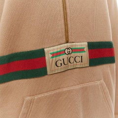 GUCCI Alessandro Michele beige cotton half zip vintage logo pullover XS