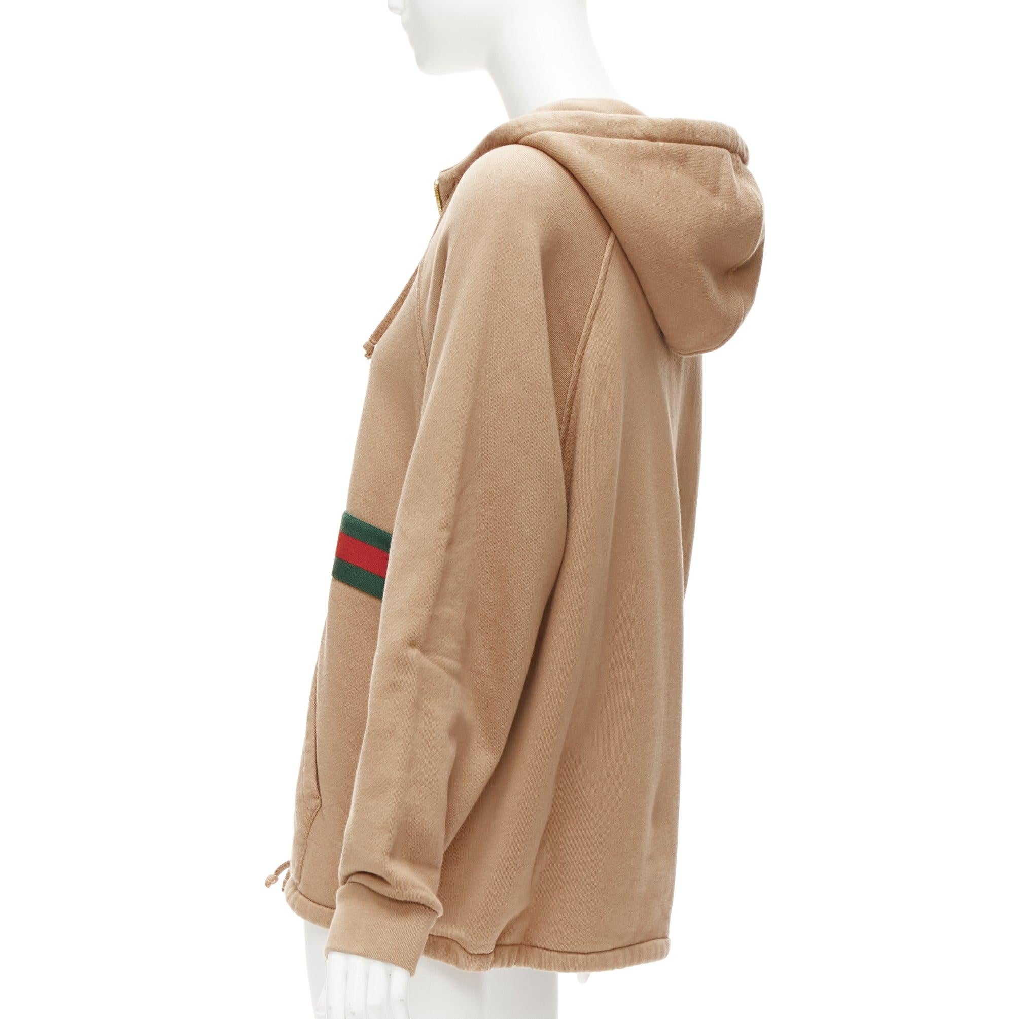 GUCCI Alessandro Michele Beigefarbener Baumwollpullover mit halber Reißverschluss und Vintage-Logo XS im Angebot 2