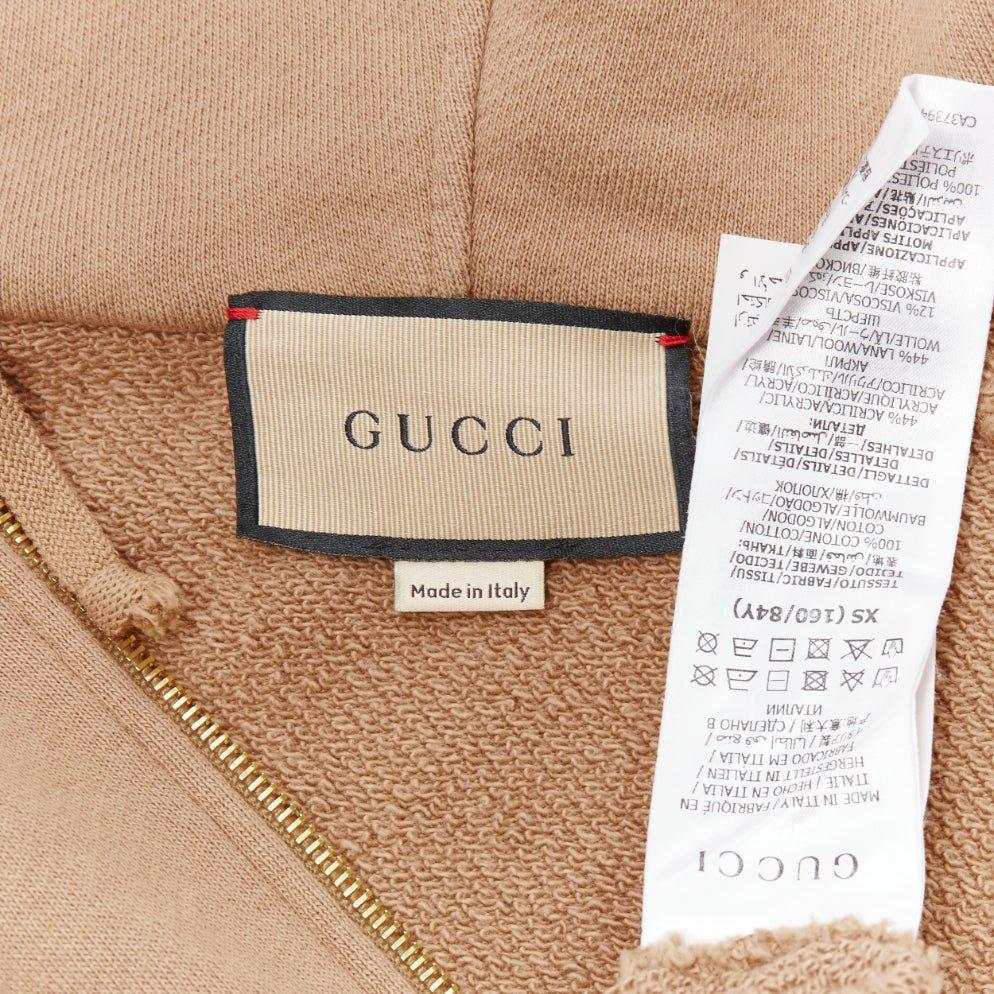 GUCCI Alessandro Michele beige cotton half zip vintage logo pullover XS For Sale 3
