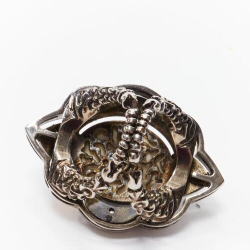 GUCCI Alessandro Michele black velvet colorful crystals oversized cocktail ring 2