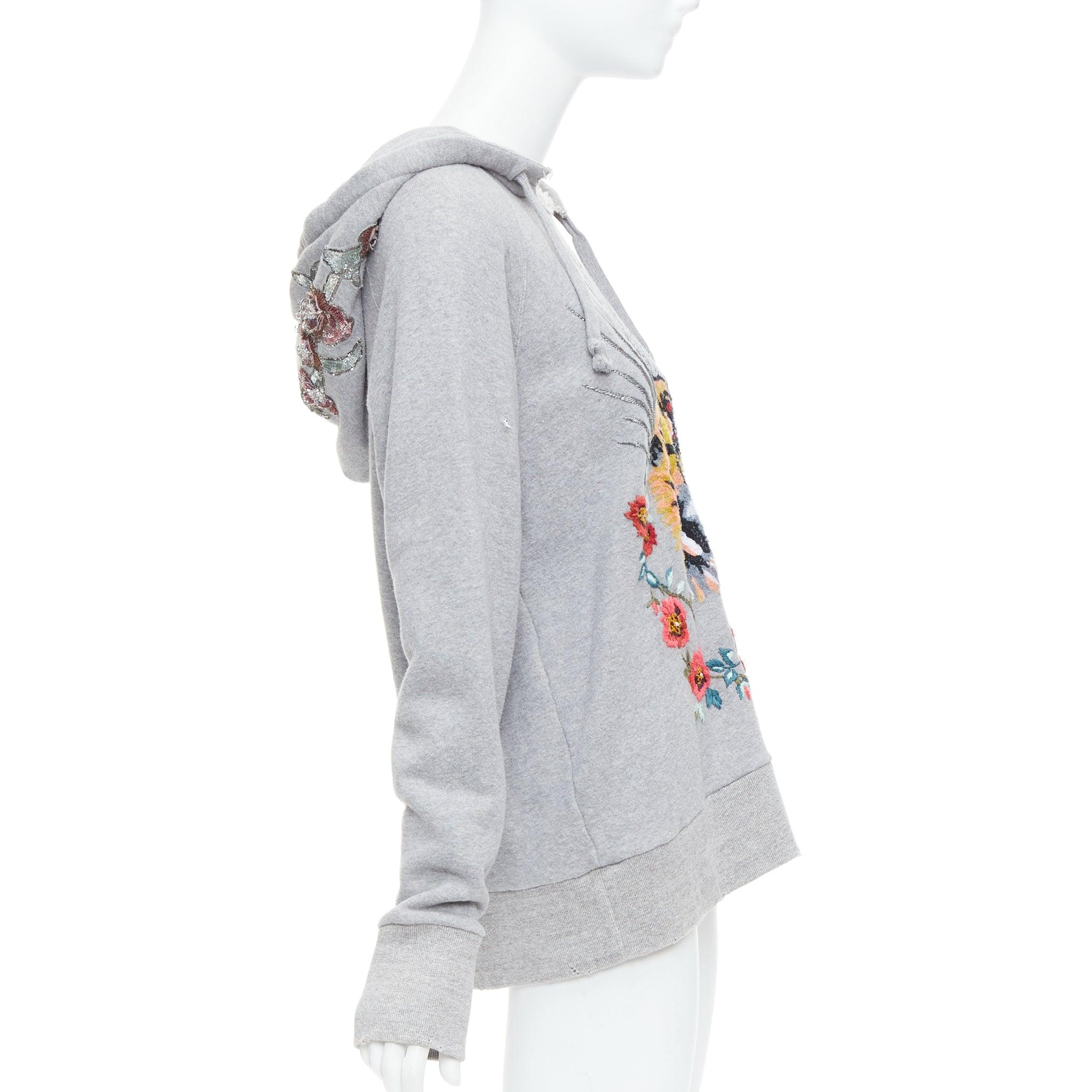 GUCCI Alessandro Michele Blind For Love sweat à capuche brod�é d'un tigre gris S Bon état à Hong Kong, NT