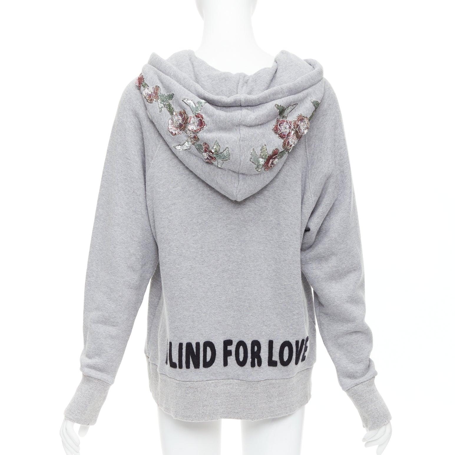  GUCCI Alessandro Michele Blind For Love sweat à capuche brodé d'un tigre gris S Pour femmes 