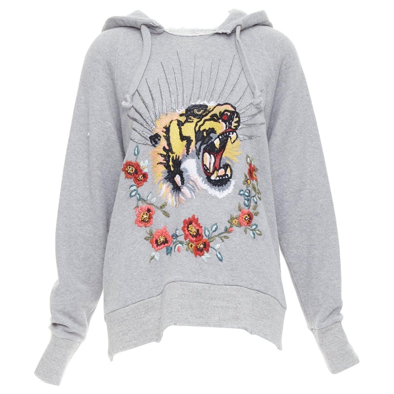 GUCCI Alessandro Michele Blind For Love sweat à capuche brodé d'un tigre gris S