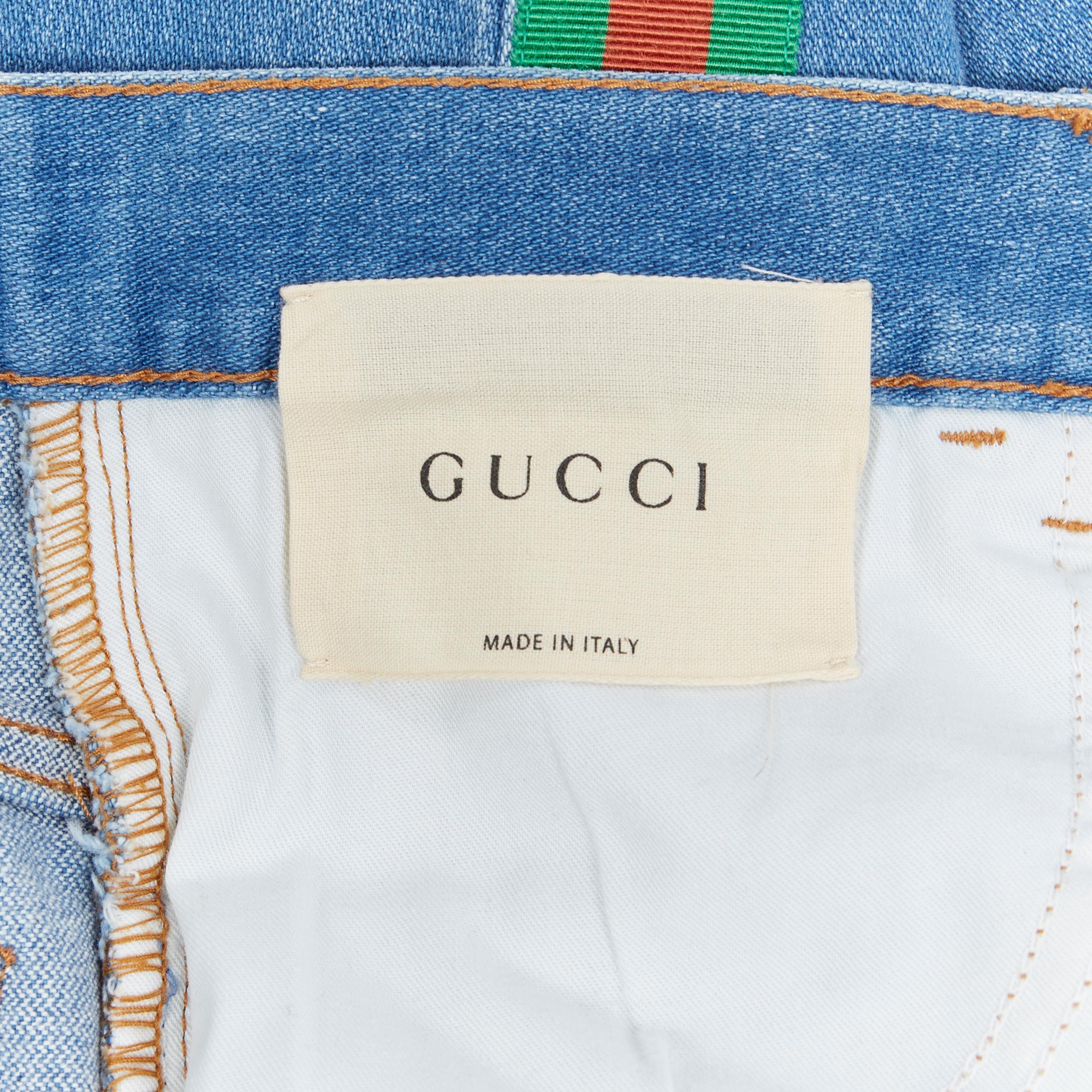 GUCCI ALESSANDRO MICHELE  blue denim red green web trim 90's flared jeans 24