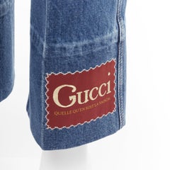 Vaqueros acampanados GUCCI Alessandro Michele de algodón lavado azul con parche del logotipo en rojo 28