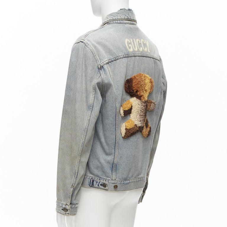 GUCCI Alessandro Michele brown Teddy back blue washed denim jacket