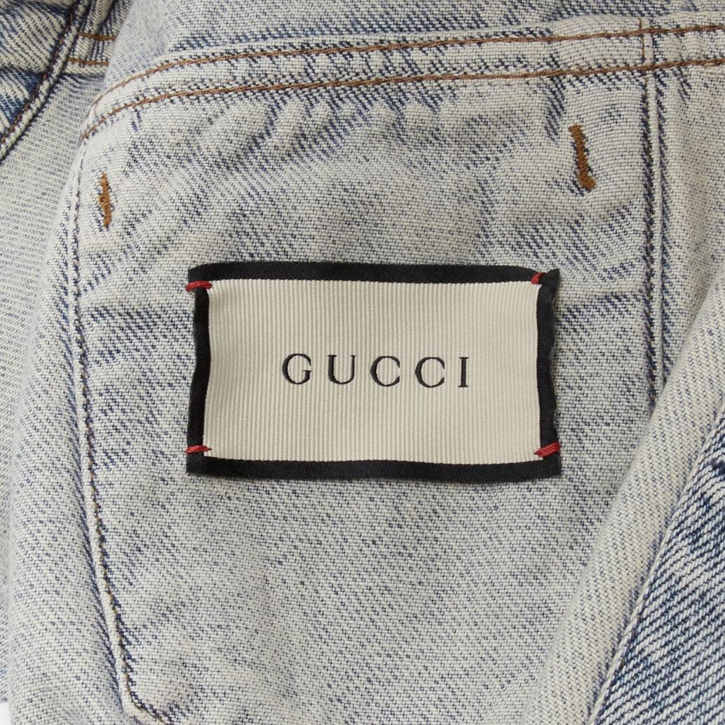 GUCCI Alessandro Michele brown Teddy back blue washed denim jacket IT48 M 4